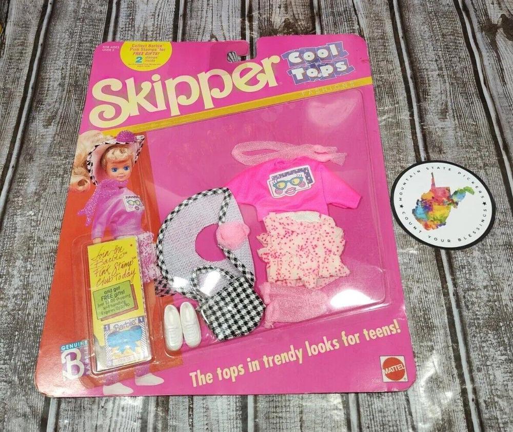 Vintage 1989 Skipper Cool Tops Fashions Barbie Doll Mattel 9088 New Sealed